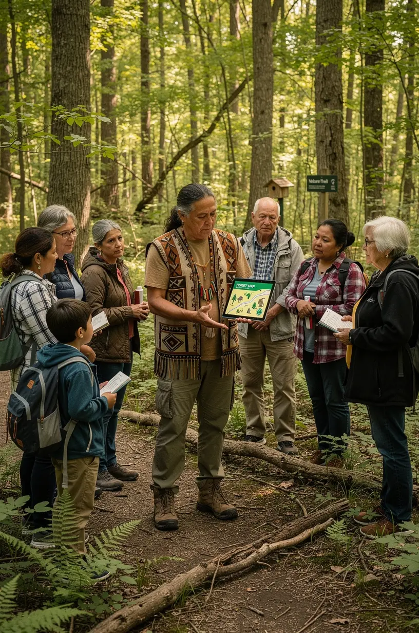 Community members collaborating on ecosystem mapping project.